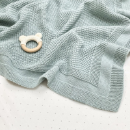 Paturica bebe Cosy tricotata din bumbac verde menta (2)